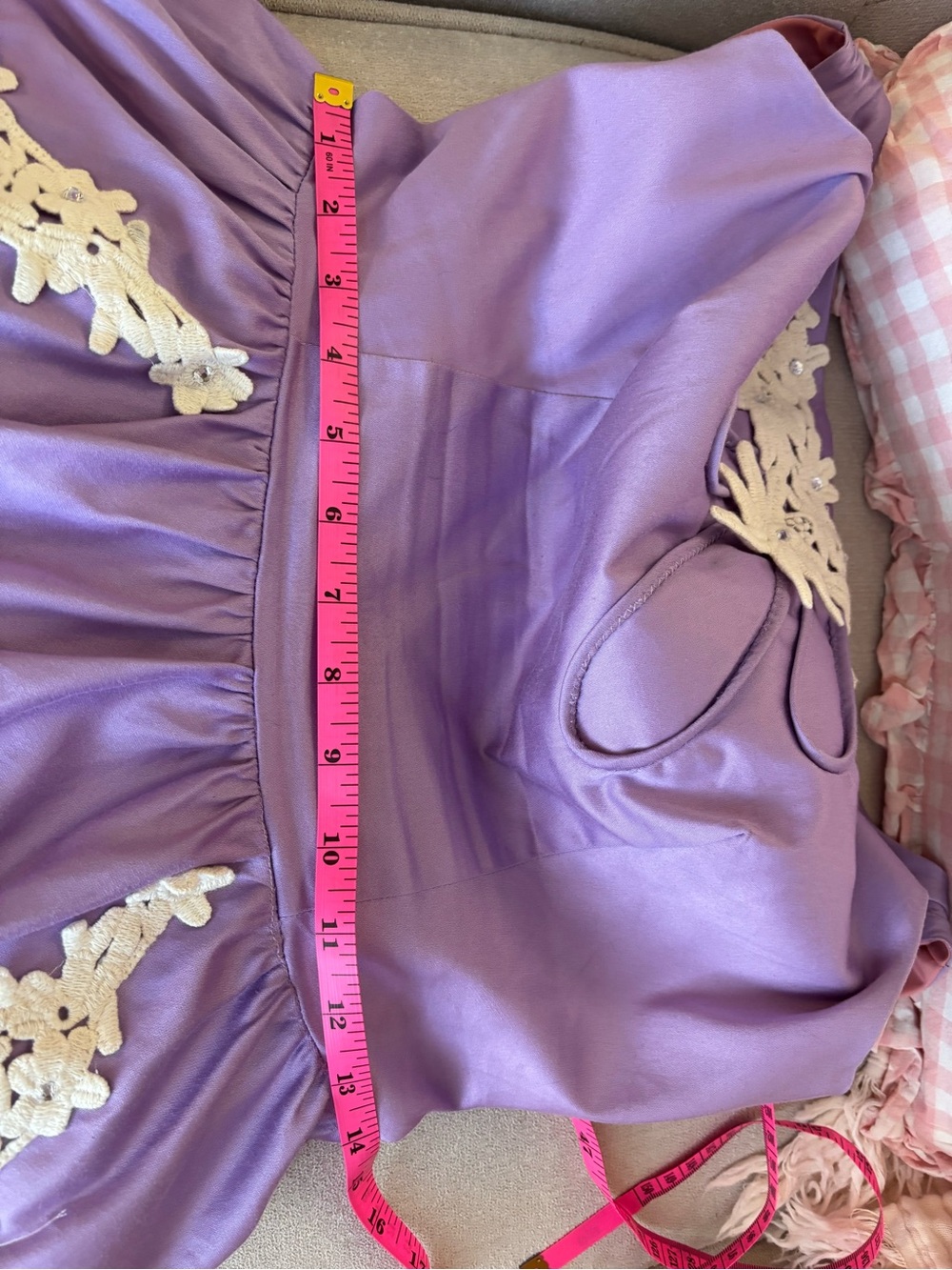 Tatyana Lavender Dress with Cream Lace Applique - Picture 5 of 7